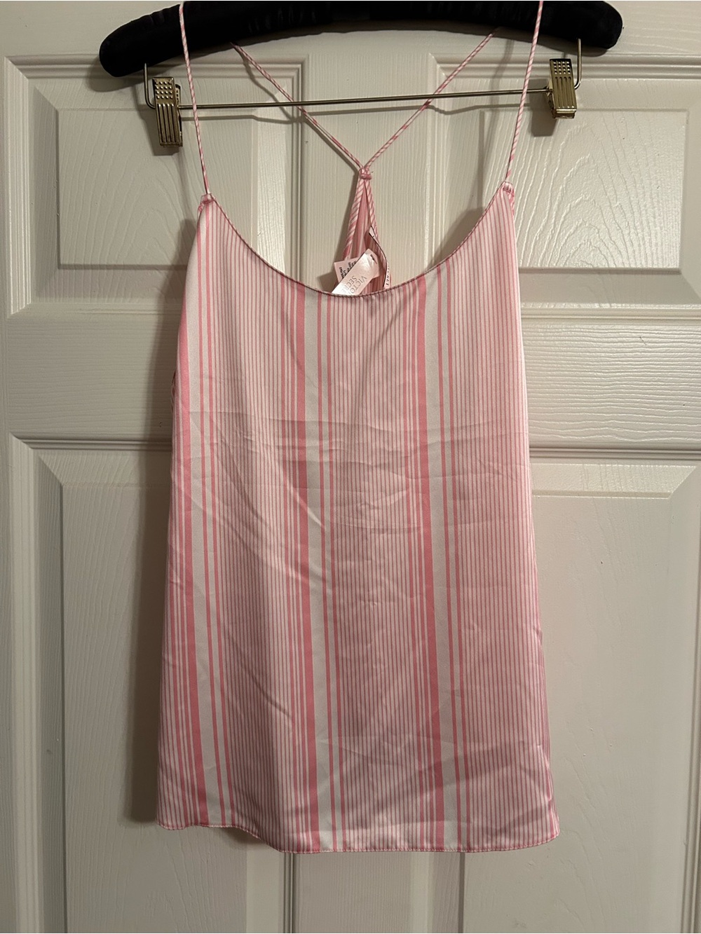NWT Victoria's Secret Pink White Stripe Tank Top Camisole Lingerie Large Sexy